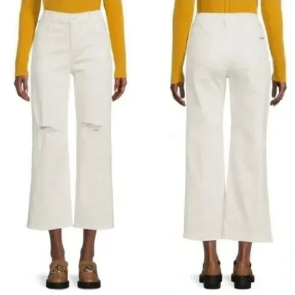 Hudson Rosalie Wide Leg Jeans White Distressed Size 25 - Picture 1 of 13